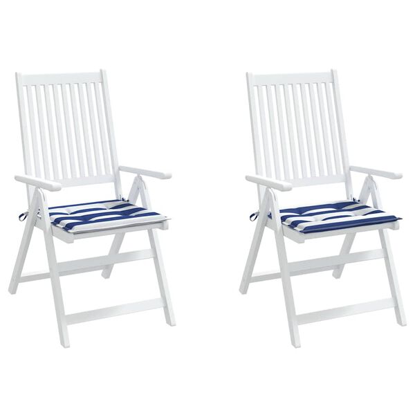 vidaXL Almofadões p/ cadeira 2pcs 40x40x4 cm tecido riscas azul/branco