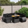 vidaXL 8 pcs conjunto sof&aacute;s de jardim com almofad&otilde;es vime PE preto