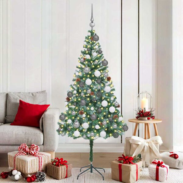 vidaXL &Aacute;rvore de Natal Artificial com 300 LEDs Verde 180 cm PVC e A&ccedil;o