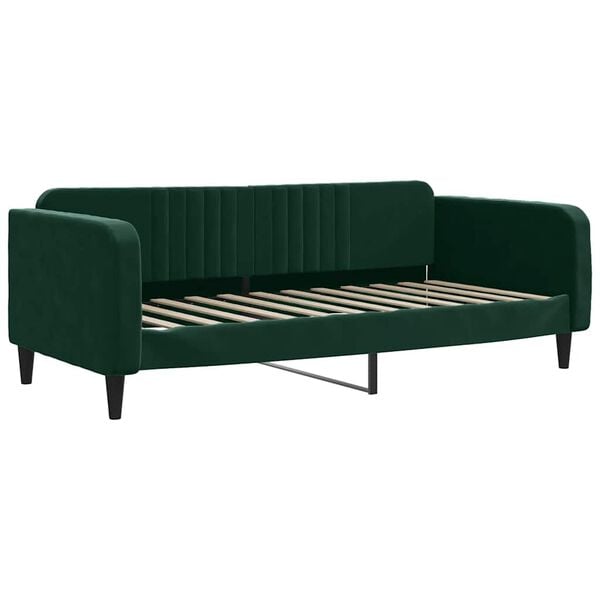 vidaXL Sof&aacute;-cama 100x200 cm veludo verde-escuro