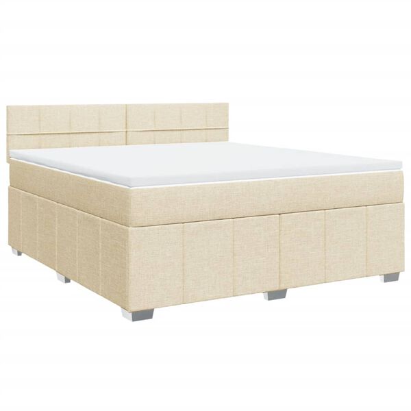 vidaXL Cama com molas/colch&atilde;o 180x200 cm tecido cor creme