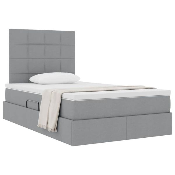 vidaXL Cama com arruma&ccedil;&atilde;o e colch&atilde;o Cinzento-claro 120 x 190 cm tecido