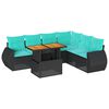 vidaXL 7 pcs conjunto de sof&aacute;s p/ jardim c/ almofad&otilde;es vime PE preto