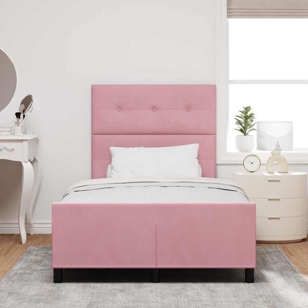 vidaXL Cama Box com cabeceira Rosa 120 x 200 cm Veludo
