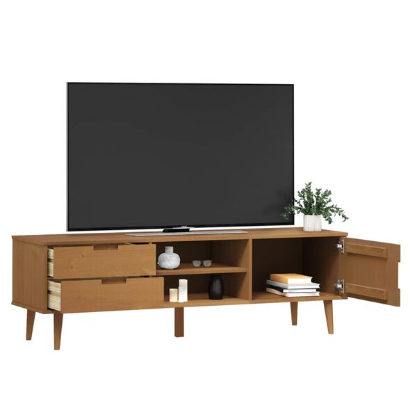vidaXL M&oacute;vel de TV MOLDE 158x40x49 cm pinho maci&ccedil;o castanho