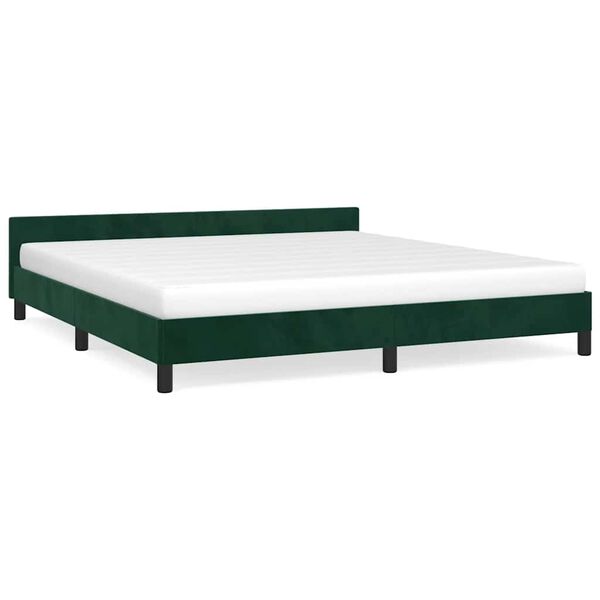 vidaXL Estrutura de cama sem colch&atilde;o 180x200 cm veludo verde-escuro