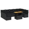 vidaXL 10 pcs conjunto sof&aacute;s de jardim c/ almofad&otilde;es vime PE preto