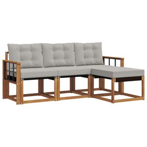 vidaXL Conjunto de Sof&aacute;s para Exterior 4 pcs Cinza Natural e Claro