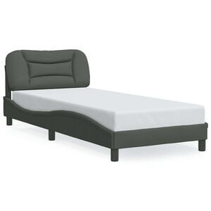 vidaXL Estrutura de cama sem colch&atilde;o Hvar 80x200 cm tecido cinzento-escuro