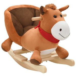 vidaXL Animal de baloi&ccedil;ar cavalo em pel&uacute;cia 60x32x50 cm castanho