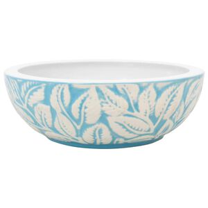 vidaXL Pia de bancada redonda &Phi;41x14 cm cer&acirc;mica azul e branco