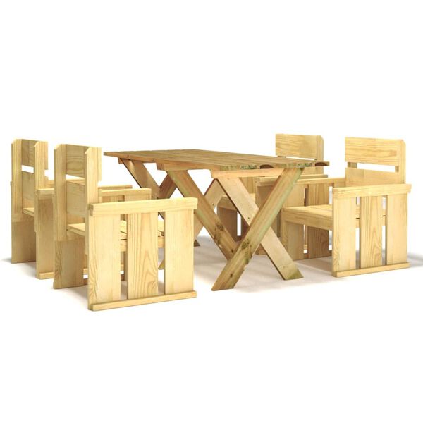 vidaXL 5 pcs conjunto de jantar para jardim pinho impregnado