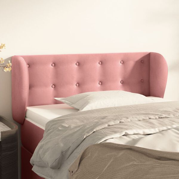 vidaXL Cabeceira de cama c/ abas veludo 93x23x78/88 cm rosa