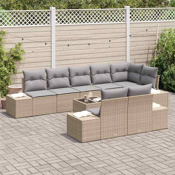 vidaXL Conjunto de Sof&aacute; de Jardim Bege e Cinza Claro Rattan Sint&eacute;tico