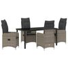 vidaXL Conjunto de Jantar para Jardim 5 pcs Cinzeto vime PE