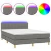 vidaXL Cama box spring c/ colch&atilde;o e LED 140x200 cm tecido cinza-escuro