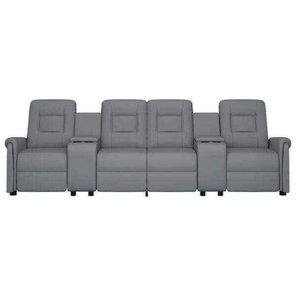 vidaXL Poltrona massagem 4 lug. reclin&aacute;vel + suporte copo cinza