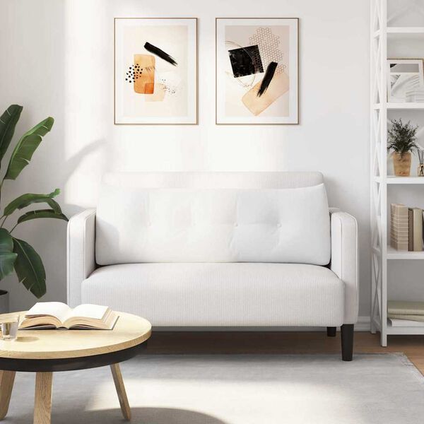 vidaXL Travesseiro para Costas Branco 140 x 24 x 50 cm tecido