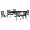 vidaXL Conjunto de Jantar para Jardim 7 unid. Preto A&ccedil;o revestido a p&oacute;