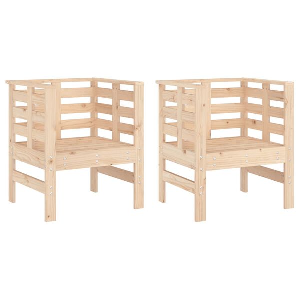 vidaXL Cadeiras de jardim 2 pcs 61,5x53x71 cm madeira de pinho maciça