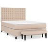 vidaXL Cama com molas/colch&atilde;o 140x190 cm couro artificial cappuccino