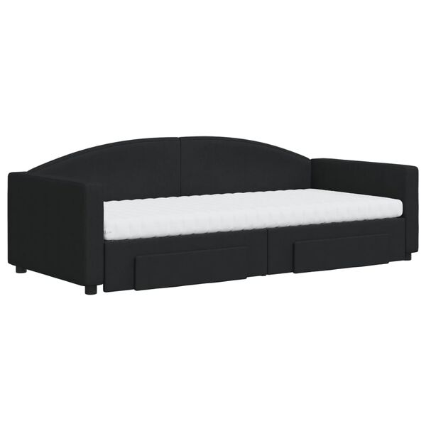 vidaXL Sofá-cama com gavetão e gavetas 90x200 cm tecido preto