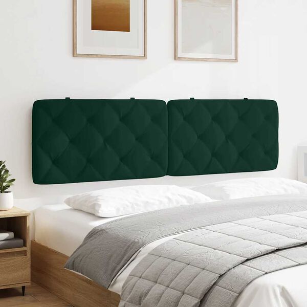 vidaXL Almofad&atilde;o de cabeceira 180 cm veludo verde-escuro