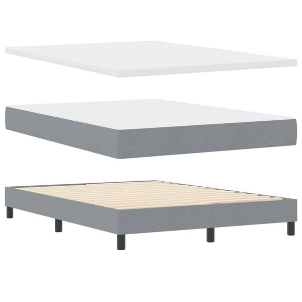 vidaXL Cama Box com colch&atilde;o Cinzento-claro 140 x 190 cm tecido