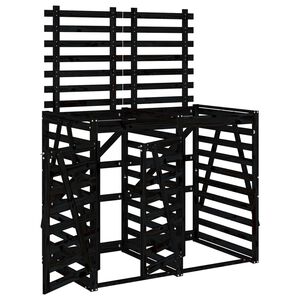 vidaXL Abrigo para caixote do lixo duplo pinho maci&ccedil;o preto