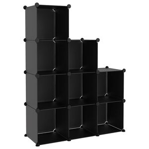 vidaXL Organizador de arruma&ccedil;&atilde;o com 9 cubos PP preto