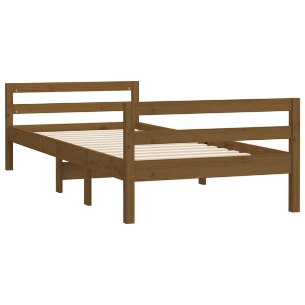 vidaXL Estrutura de cama 90x200cm madeira de pinho maci&ccedil;a castanho mel