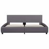 vidaXL Estrutura de cama c/ LED 180x200 cm couro artificial cinzento