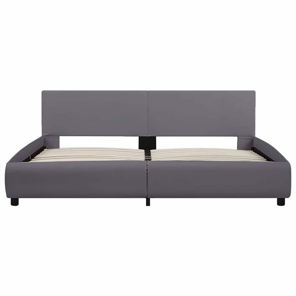 vidaXL Estrutura de cama c/ LED 180x200 cm couro artificial cinzento