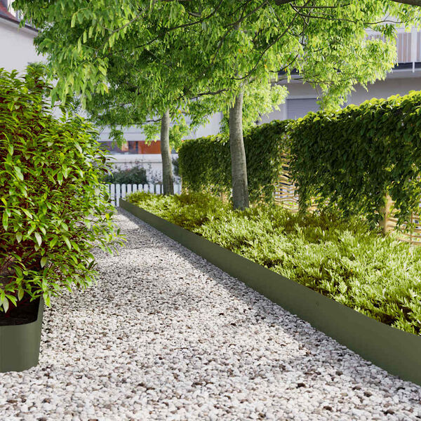 vidaXL Orlas relva 10 pcs verde azeitona 20x103 cm a&ccedil;o laminado a frio