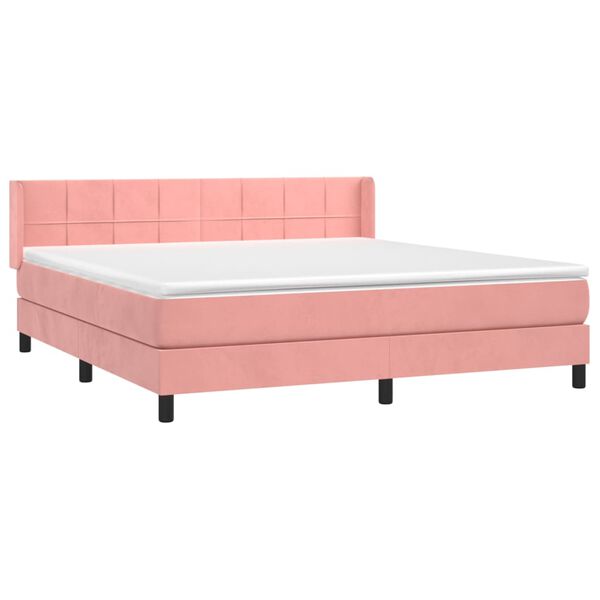 vidaXL Cama com molas/colch&atilde;o 160x200 cm veludo rosa