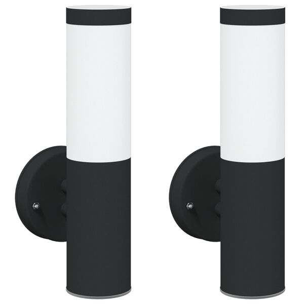 vidaXL Luz de Parede para Exterior 2 pcs Preto 15 x 7,5 x 33 cm