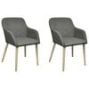 vidaXL Cadeiras jantar 2 pcs tecido cinzento-claro e carvalho maci&ccedil;o