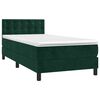 vidaXL Cama box spring c/ colch&atilde;o/LED 90x190 cm veludo verde-escuro