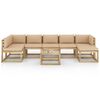 vidaXL Conj. lounge de jardim 8 pcs com almofad&otilde;es pinho impregnado