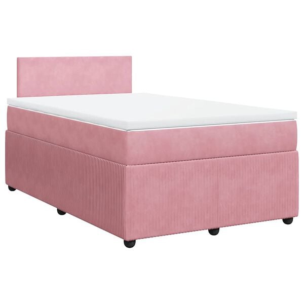 vidaXL Cama boxspring com colch&atilde;o 120x190 cm veludo rosa