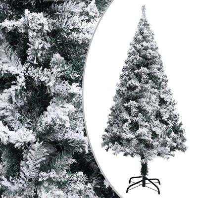 vidaXL Árvore Natal artificial pré-iluminada c/flocos neve 210cm verde
