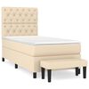 vidaXL Cama com molas/colch&atilde;o 80x200 cm tecido cor cr&egrave;me