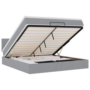 vidaXL Estrutura de cama otomana com colch&atilde;o 180x200 cm cinzento claro