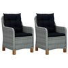 vidaXL Cadeiras de jardim c/ almofad&otilde;es 2 pcs vime PE cinzento-claro