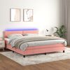 vidaXL Cama box spring c/ colch&atilde;o/LED 180x200 cm veludo rosa