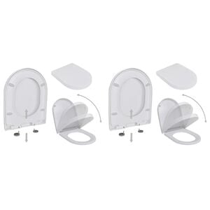 vidaXL Assentos sanita com tampas de fecho suave 2 pcs plástico branco