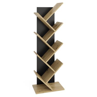 FMD Prateleira/estante vertical geométrica cor carvalho e preto