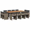 vidaXL 13 pcs conjunto jantar p/ jardim c/ almofad&otilde;es vime PE cinzento