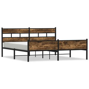 vidaXL Estrutura de cama sem colch&atilde;o 193x203cm metal carvalho fumado