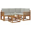 vidaXL Conjunto de Sof&aacute;s para Exterior 5 pcs Cinza Natural e Claro